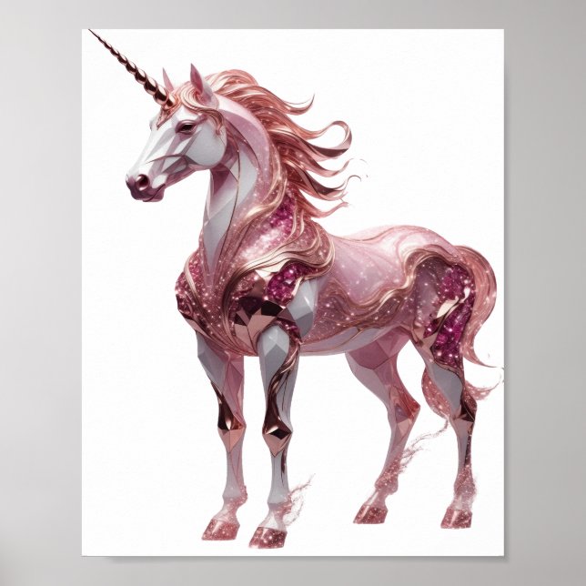 Affiche Licorne argentée chic création personnalisée (Devant)