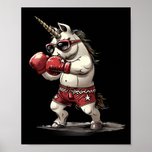 Affiche Licorne Boxeuse Avec Gants De Boxe Kickboxing Mign
