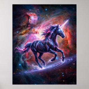 Affiche Licorne Cosmique Art Fantastique de la Nébuleuse d