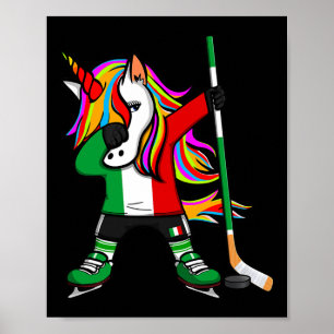 Affiche Licorne Dabbing Italie Fans de hockey sur glace Ma