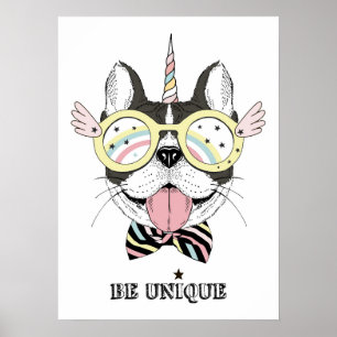 Affiche Licorne de bouledogue français