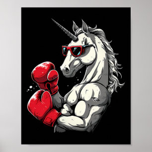 Affiche Licorne de boxe avec gants de boxe Kickboxing Mign