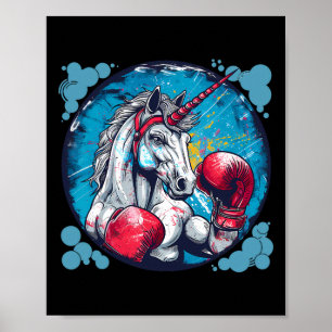 Affiche Licorne de boxe avec gants de boxe Kickboxing Mign