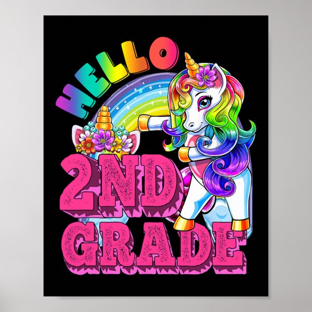 Affiche Licorne de deuxième année de brossage interdentair (Devant)