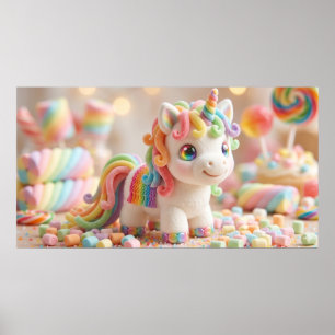 Affiche Licorne de Guimauve et Rêve de Bonbons Pastel