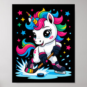 Affiche Licorne de hockey sur glace Kawaii