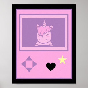 Affiche Licorne de jeux vidéo Kawaii de style manga fille
