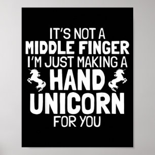 Affiche Licorne de la main doigt du milieu drôle sarcastiq