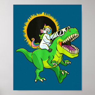Affiche Licorne de l'éclipse solaire drôle chevauchant Rex