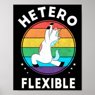 Affiche Licorne de yoga drôle hétéroflexible alliée queer