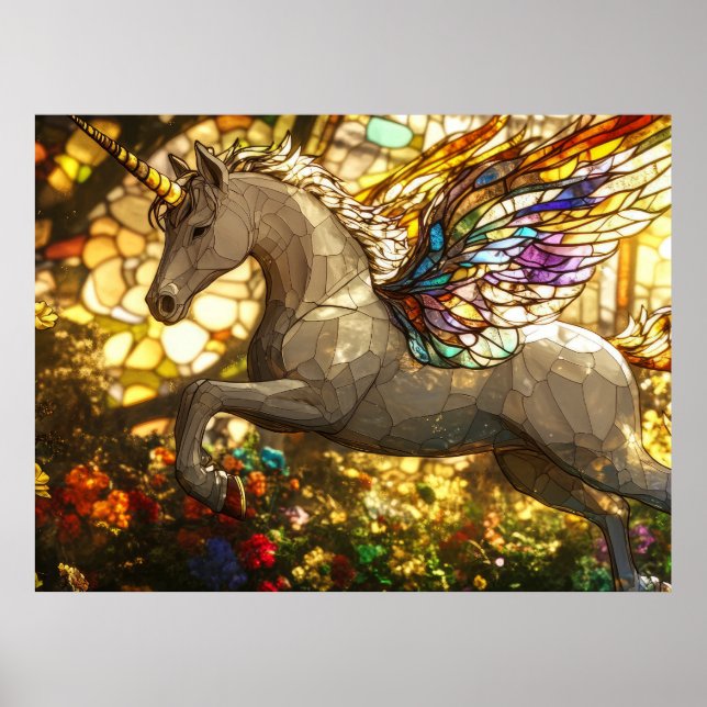 Affiche licorne en verre tendu (Devant)