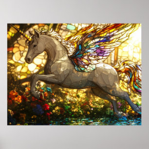 Affiche licorne en verre tendu