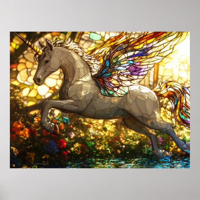 Affiche licorne en verre tendu (Devant)