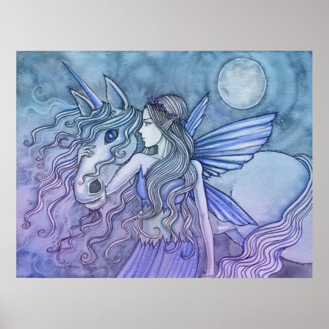 Affiche licorne et fée par Molly Harrison (Devant)