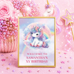 Affiche Licorne Fantaisiste Fille Anniversaire Bienvenue S