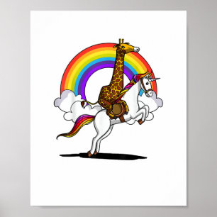 Affiche Licorne Magique Arc-en-Ciel Drôle Garçons à Cheval