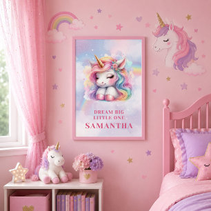 Affiche Licorne Magique au Passé Enchanté et Pastel Affich