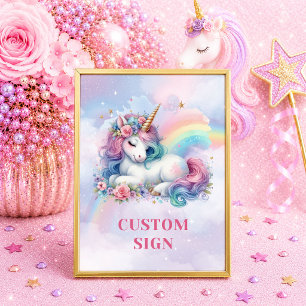 Affiche Licorne Magique Colorée Jour Fille Anniversaire Pe