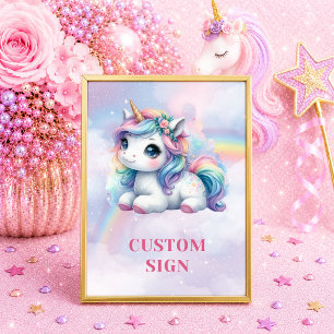 Affiche Licorne Magique Pastel Rêveuse Anniversaire Fille 