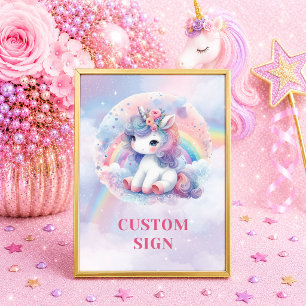 Affiche Licorne Magique Pastel Tendances Anniversaire Pers
