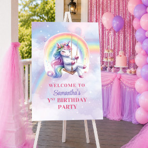 Affiche Licorne Magique Rose Violet Fille Anniversaire Bie