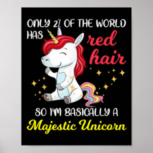 Affiche Licorne Majestueuse aux Cheveux Rouges Drôle Fiert