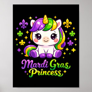 Affiche Licorne Mardi Gras Princesse Licorne Kawaii Fat Tu