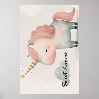 Affiche licorne mignonne