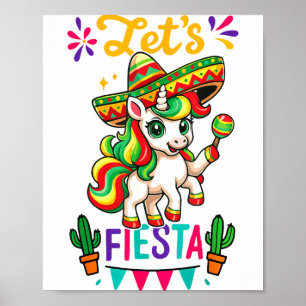 Affiche Licorne Mignonne Cinco De Mayo Faisons La Fête Mex