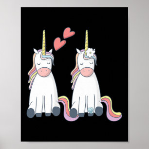 Affiche Licorne Mignonne Mariée Et Marié Amoureux Premium