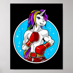 Affiche Licorne Muay Thai Boxe Kickboxing Arts Martiaux F