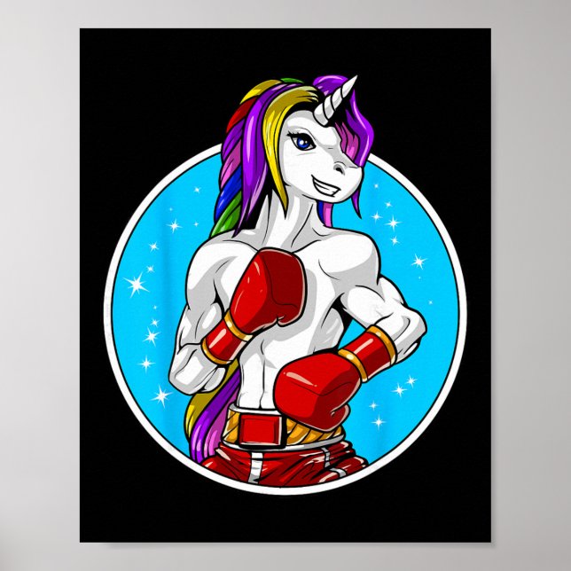 Affiche Licorne Muay Thai Boxe Kickboxing Arts Martiaux F (Devant)