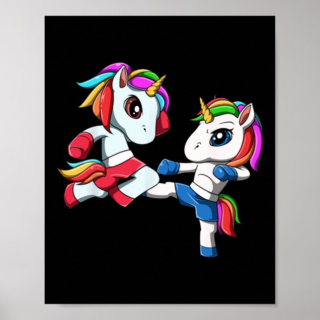 Affiche Licorne Muay Thai - Gif Boxe Thaïlandaise et Kickb (Devant)