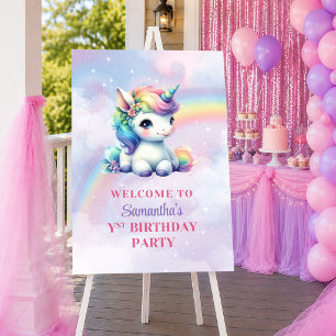 Affiche Licorne Pailletée Couleurs Pastel Fille Anniversai
