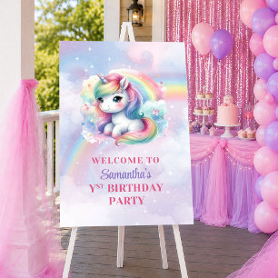 Affiche Licorne Pailletée Pastel Fille Magique Anniversair