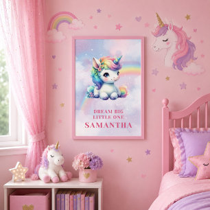 Affiche Licorne Pastel Étincelante Anniversaire Fille Jour