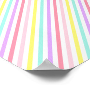 Affiche Licorne Rayures Colorées Couleurs Pastel Arc-en-ci