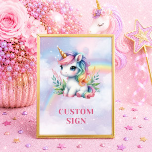 Affiche Licorne Rose Violet Étincelante Jour Magique Sig p