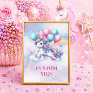 Affiche Licorne Rose Violet Étincelante Jour Magique Sig p