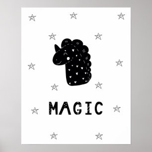 Affiche Licorne scandi moderne avec pépinière d'étoiles