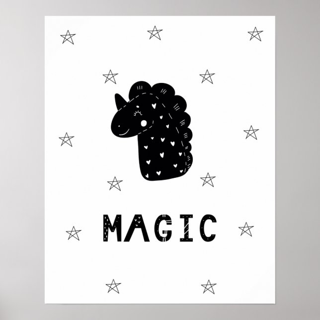 Affiche Licorne scandi moderne avec pépinière d'étoiles (Devant)