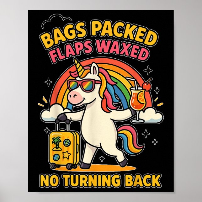 Affiche Licorne Vacances Inappropriées Drôle Bagages Prêts (Devant)