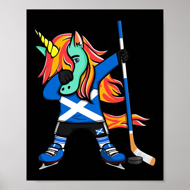 Affiche Licorne verte Dabbing Ecosse Fans de hockey sur gl (Devant)