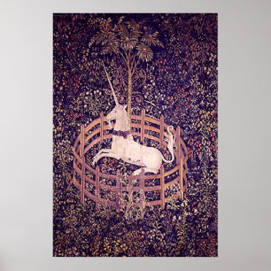 Affiche Licorne vintage dans la copie de tapisserie de