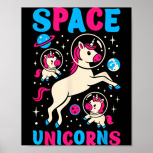 Affiche Licornes de l'espace astronaute Licorne mignonne A