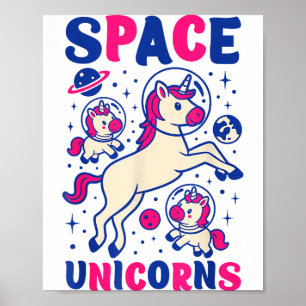Affiche Licornes de l'espace extérieur astronaute Licorne