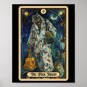 Affiche L'idiot de la lune Werewolf (l'idiot) Tarot d'Hall