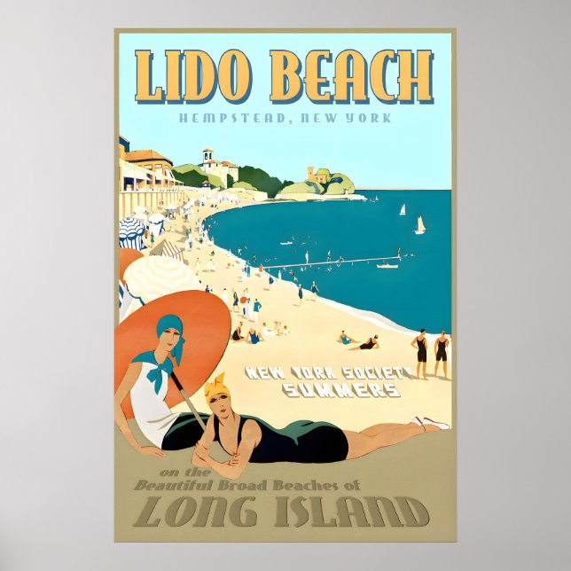 Affiche Lido Beach Long Island New York South Shore Retro (Devant)