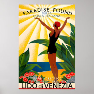 Affiche Lido di Venezia Venise Italie Adriatique