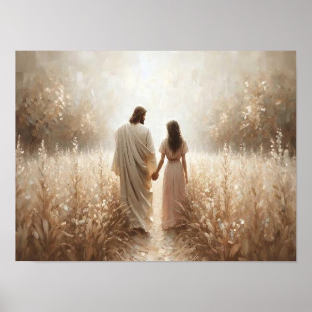 Affiche Lien de Foi, Art Chrétien Numérique, Jésus et Wo (Devant)